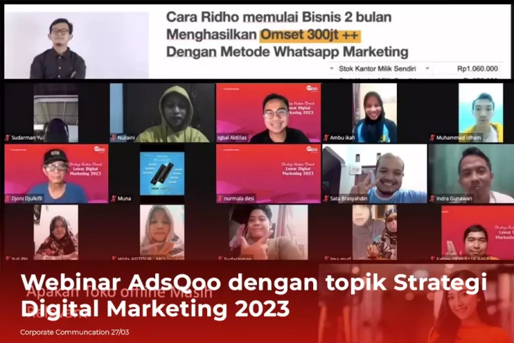Webinar AdsQoo dengan topik Strategi Digital Marketing 2023